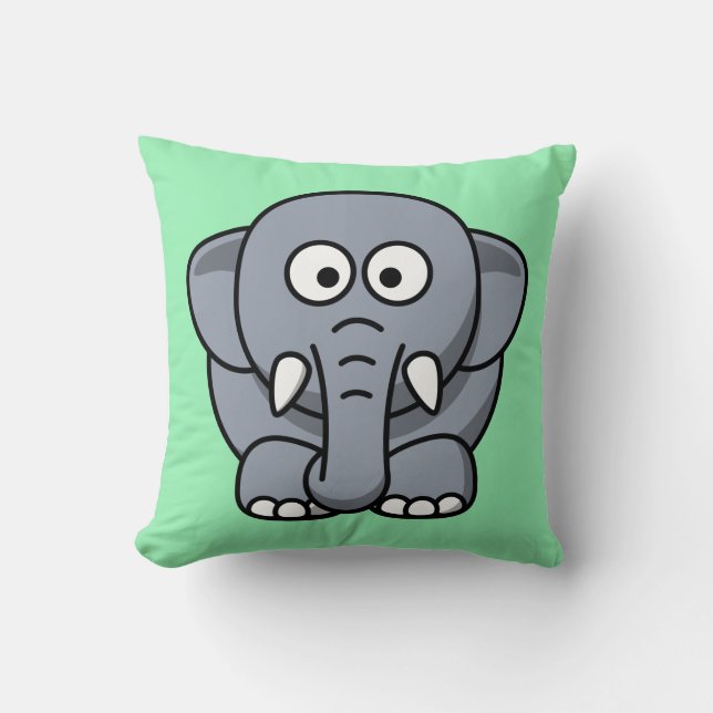 Coussin Eléphant de dessin sur la menthe (Recto)