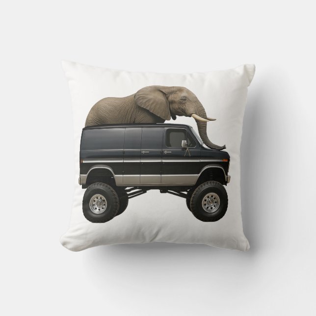 Coussin Elephant Driving 4x4 Van (Recto)