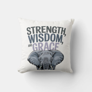 Coussin Eléphant 'Force, Sagesse, Grace' Art
