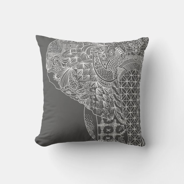 Coussin Eléphant gris Motif Jeter Pillo (Recto)