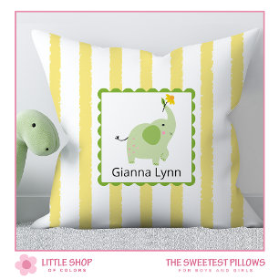 Coussin Éléphant Jaune Monogramme Bébé Fille Garçon
