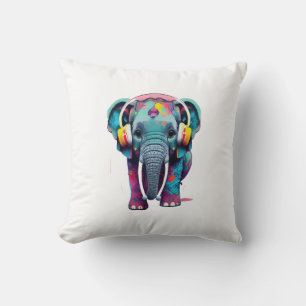 Coussin Eléphant mignon bébé avec casque