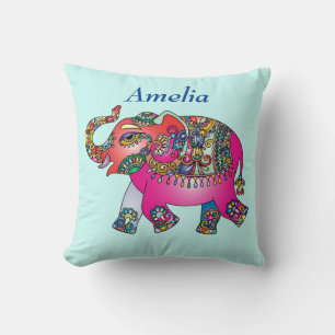 Coussin Eléphant mignon brillant Montrer Vos Couleurs Pers