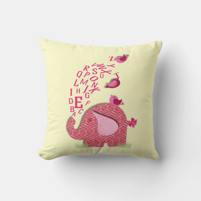Coussin Eléphant mignon et chiche Alphabet Imprimer (Recto)