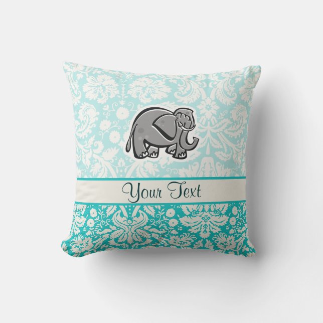 Coussin Éléphant mignon ; sarcelle d'hiver (Recto)