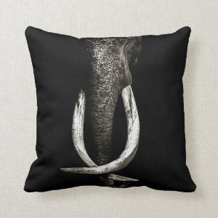 Coussin Éléphant noir et blanc en voie de disparition