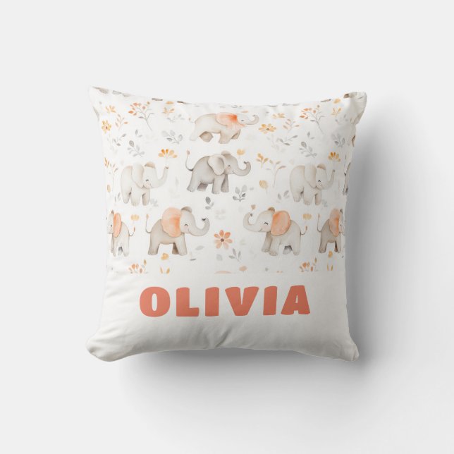 Coussin Elephant Nursery Room Motif mignon (Recto)
