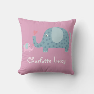 Coussin Éléphants à pois personnalisés avec les statistiqu