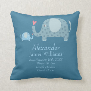 Coussin Éléphants à pois personnalisés Statistiques de nai