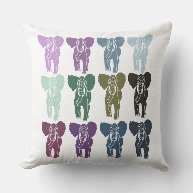 Coussin Eléphants colorés (Recto)