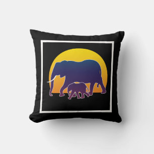 Coussin Eléphants couchés de soleil