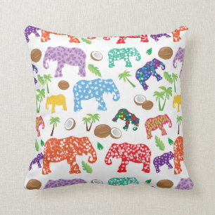 Coussin Éléphants tropicaux