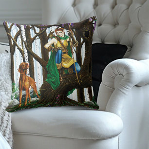 Coussin Elfe de fantasy archer Vizsla Forêt enchantée
