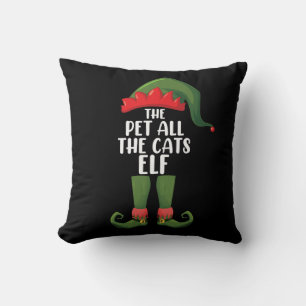 Coussin Elfe qui caresse tous les chats Noël en famille as