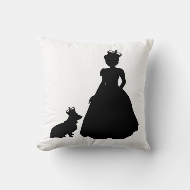 Coussin Elizabeth II de silhouette de reine et de (Recto)