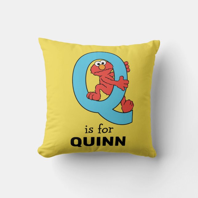 Coussin Elmo Alphabet | Q Bleu (Recto)