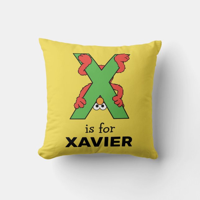 Coussin Elmo Alphabet | Vert X (Recto)