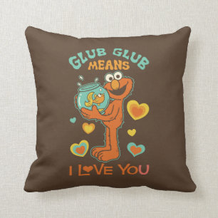 Coussin Elmo tenant son poisson rouge