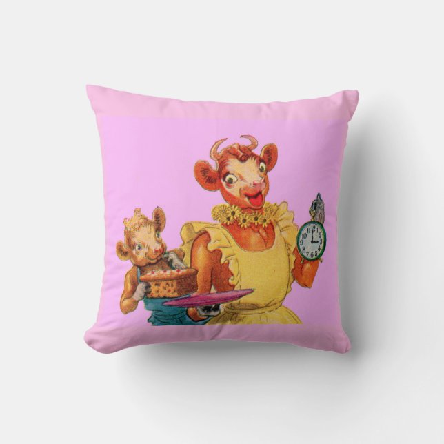 Coussin Elsie la vache et sa fille Beulah - C'est l'heure  (Recto)