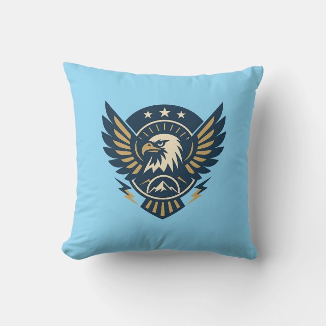 Coussin Emblème d'aigle Art déco — Crête géométrique (Recto)