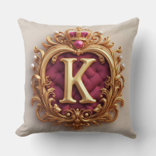 Coussin Emblème de couronne de lettre dorée élégante sur c
