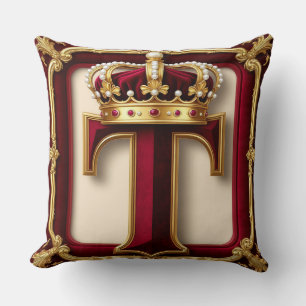 Coussin Emblème de couronne de lettre dorée élégante sur c