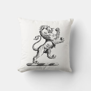 Coussin Emblème de crête de lion héraldique debout