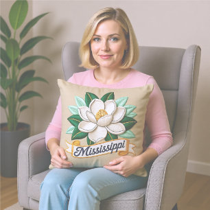 Coussin Emblème des fleurs de l'État du Mississippi