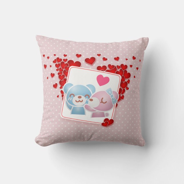Coussin Embrasser les ours avec les Coeurs d'Amour Tout au (Recto)