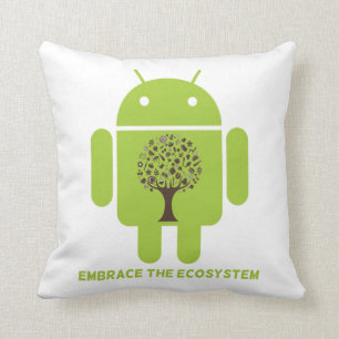 Coussin Embrassez l'écosystème (l'arbre Brown de Droid
