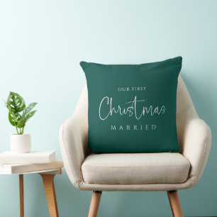 Coussin Emerald Bliss Premier Noël Mariés Personnalisé