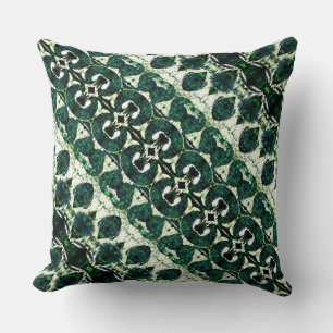 Coussin Émeraude rugueuse répétée verte sous texture blanc