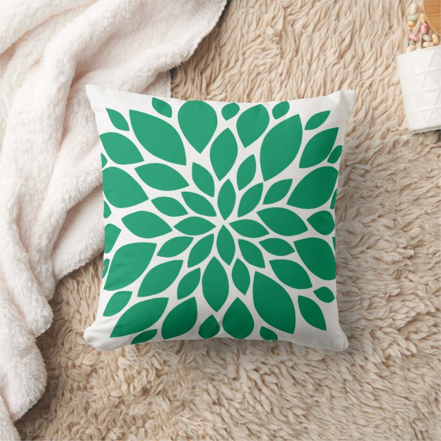 Coussin Émeraude Vert et Blanc Floral (Couverture)