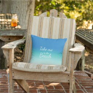 Coussin "Emmenez-Moi À La Plage" Moderne Bleu Ombré 