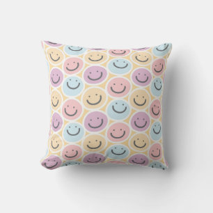 Coussin Émoji Souriant Rétro Doodle