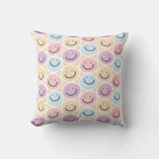 Coussin Émoji Souriant Rétro Doodle