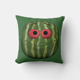 Coussin Émoticône de pastèque drôle