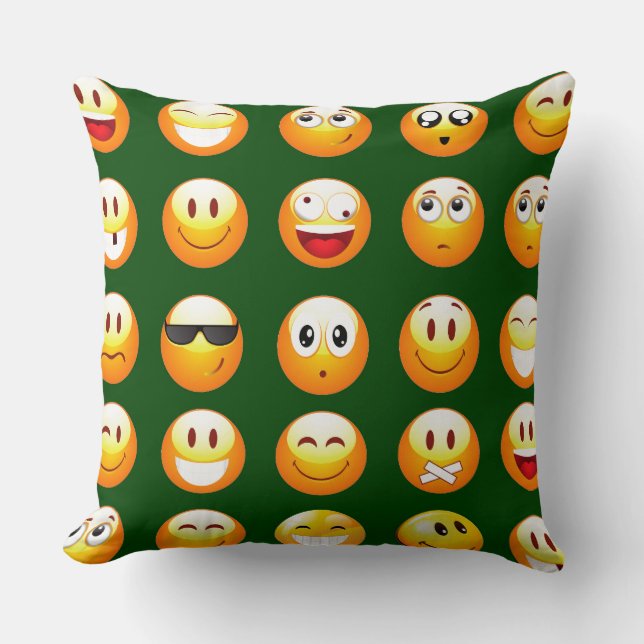 Coussin émoticône vert foncé (Recto)