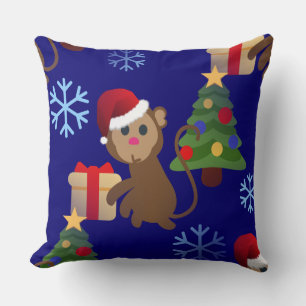 Coussin Émotion de singe de père Noël