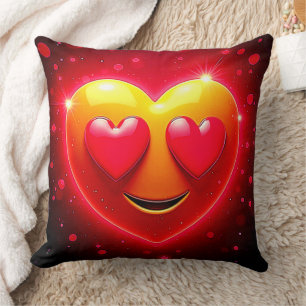 Coussin Émotion Yeux de Cœur Brillant
