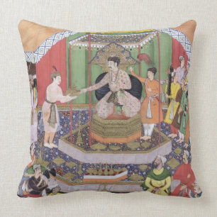 Coussin Empereur Akbar (r.1556-1605) amusé par son fos