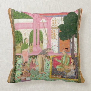 Coussin Empereur Jahangir (1569-1627) avec son époux et