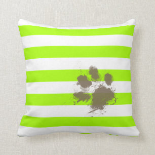 Coussin Empreinte amusante sur les rayures vertes de chaux