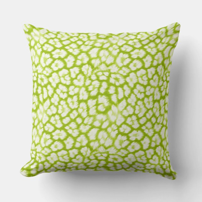 Coussin Empreinte de léopard blanc et vert (Recto)