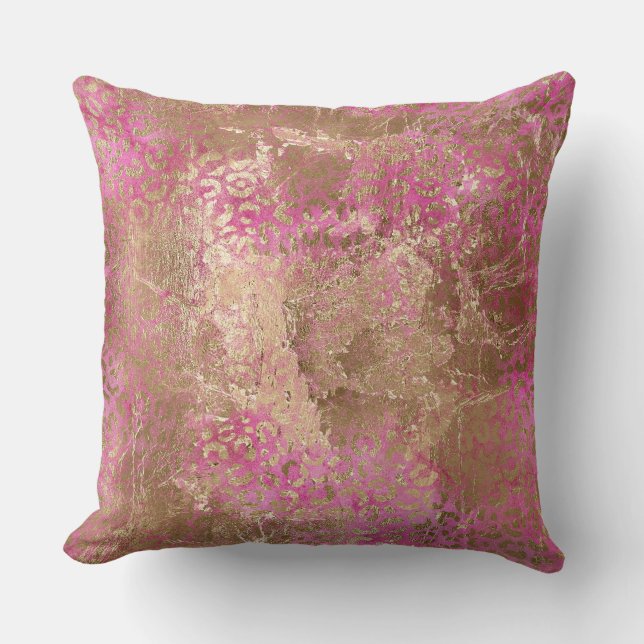 Coussin Empreinte de léopard de glamour rose Girly (Recto)