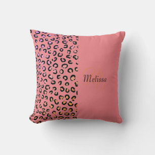 Coussin Empreinte de léopard Deux Tone Blush Pink Nom Mono