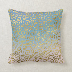 Coussin Empreinte de léopard d'or Aqua Blush   