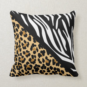 Coussin Empreinte de léopard élégant et Zebra Print