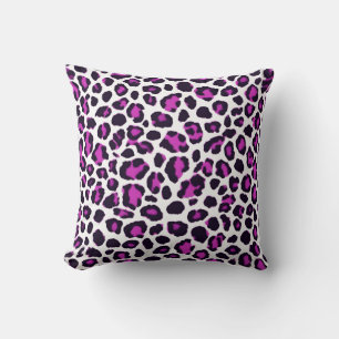 Coussin Empreinte de léopard Magenta White