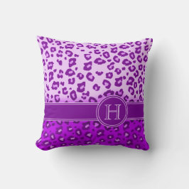 Coussin Empreinte de léopard monogramme violet lancer orei